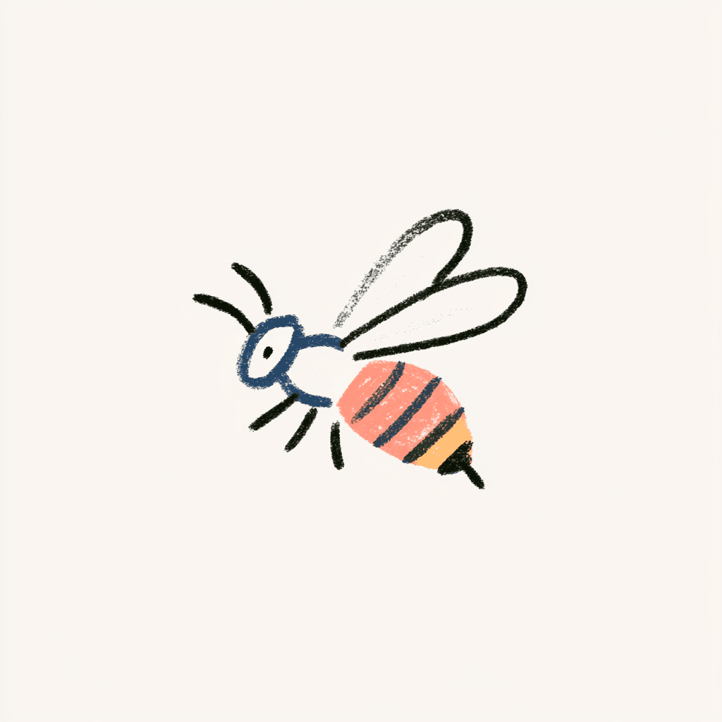 Pencil illustration of a wasp